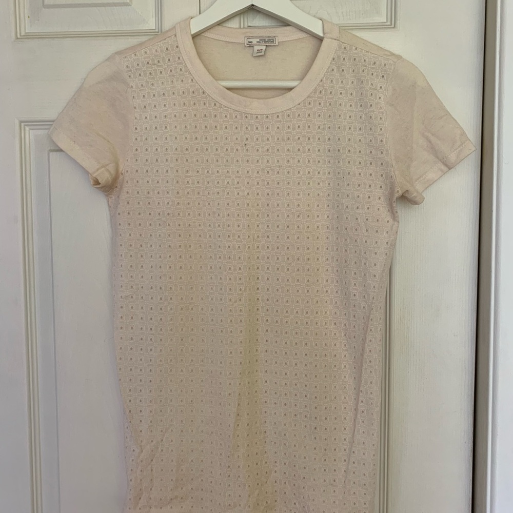 GAP Cream Fitted Ribbed Short Sleeve Tee